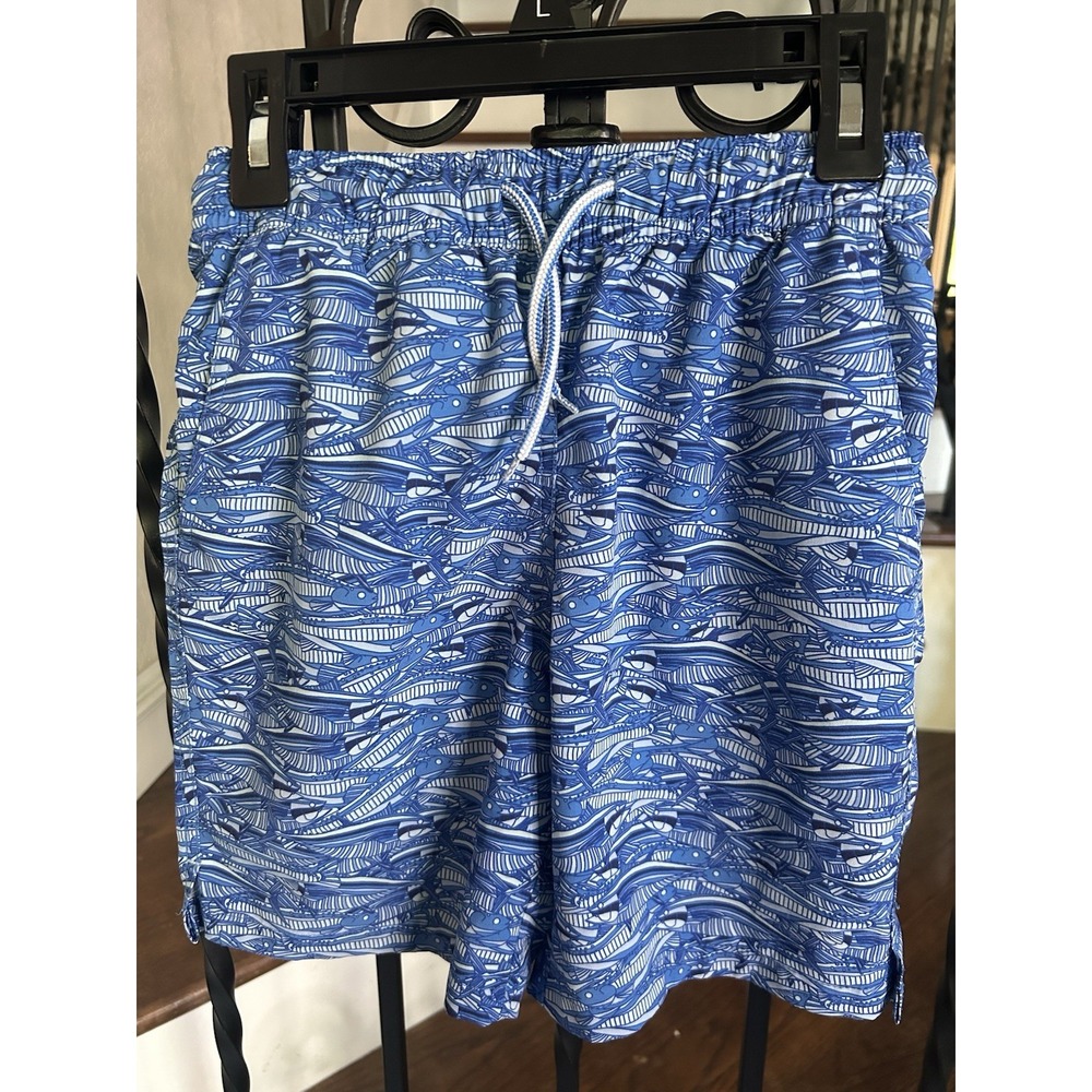 Boy 's Size 9-10 Peter Millar Seaside Shorts Swim Trunks Lined Drawstring  Blue